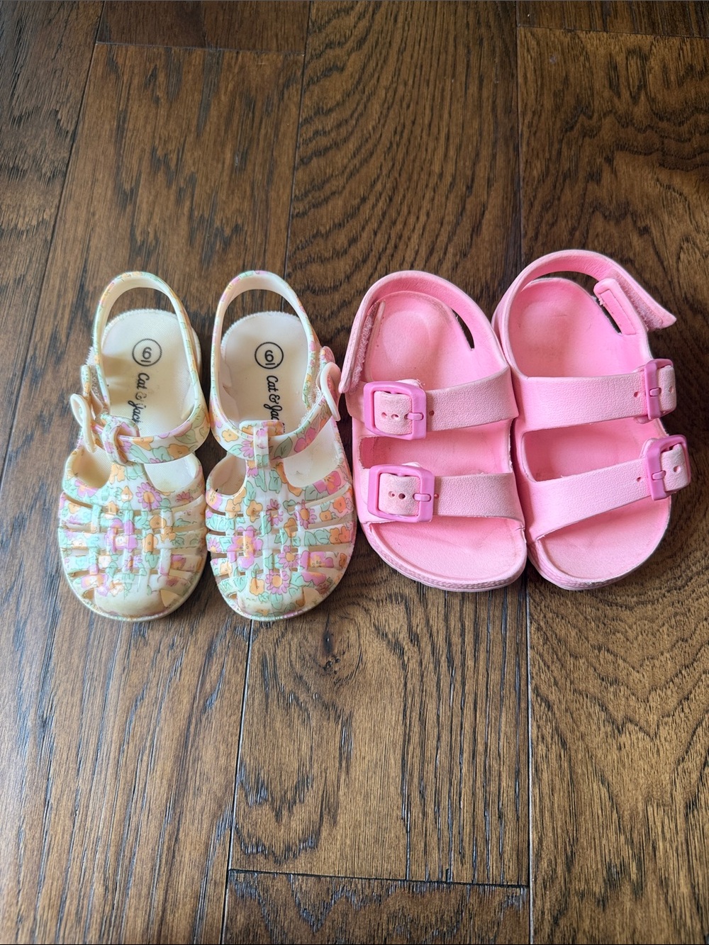 Cat & Jack Shoe Bundle Pink Girls Toddler Sandal - Floral Jelly and Solid Pink